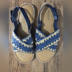 Coldwater Creek Blue & Cream Woven Slingback Sandals - Size 9